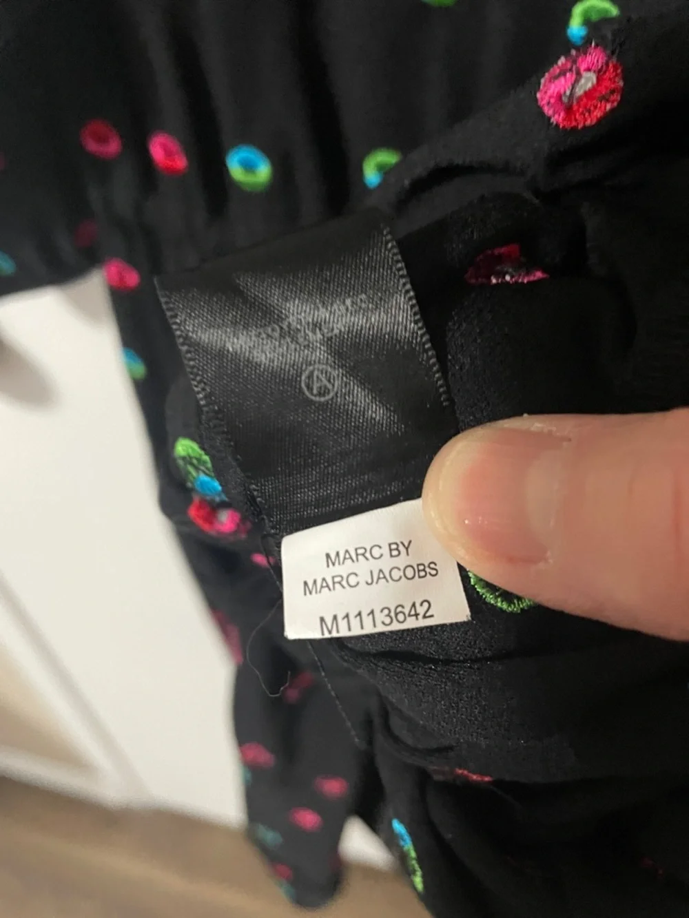 Marc by Marc Jacobs Black Dress with Embroidered Dots Size Medium - Picture 9 of 13